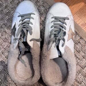 Golden Goose White and Gray Sneakers with Gold Star